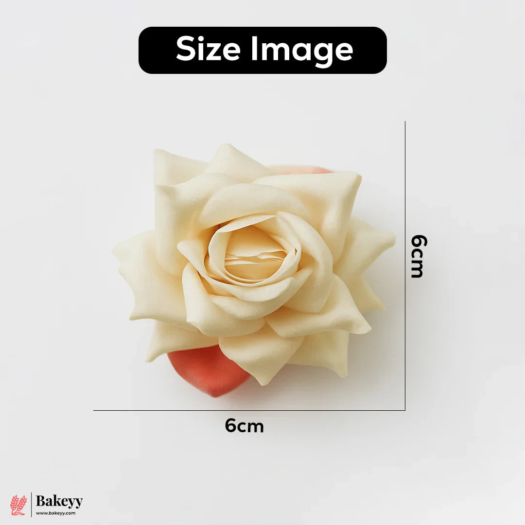 6cm Artificial Roses Flower | Cream | With Out Stump | Pack of 10