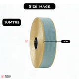 343 | Elastic Sky Blue Ribbon with Gold Borders – 3cm Width | 18 Meters Roll