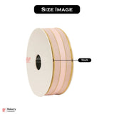 18mtr Premium Light Pink Grosgrain Ribbon with Golden Stitch – 1 Inch | Ideal for Gifting & Crafting