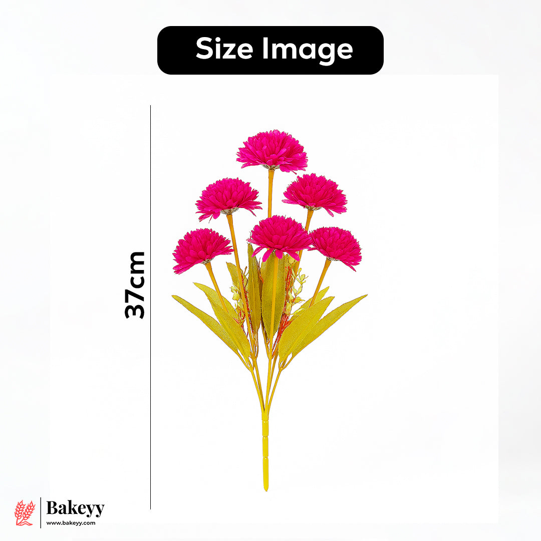 Artificial Chrysanthemum Flower Bunch – 37cm |Dark Pink | Decorative Stick for Home & Events | Pack Of 1