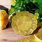 6.5 Inch Gold Paper Doilies | Pack Of 100 | Round Decorative Paper Placemats for Desert | Tableware Decoration | Lace Doilies
