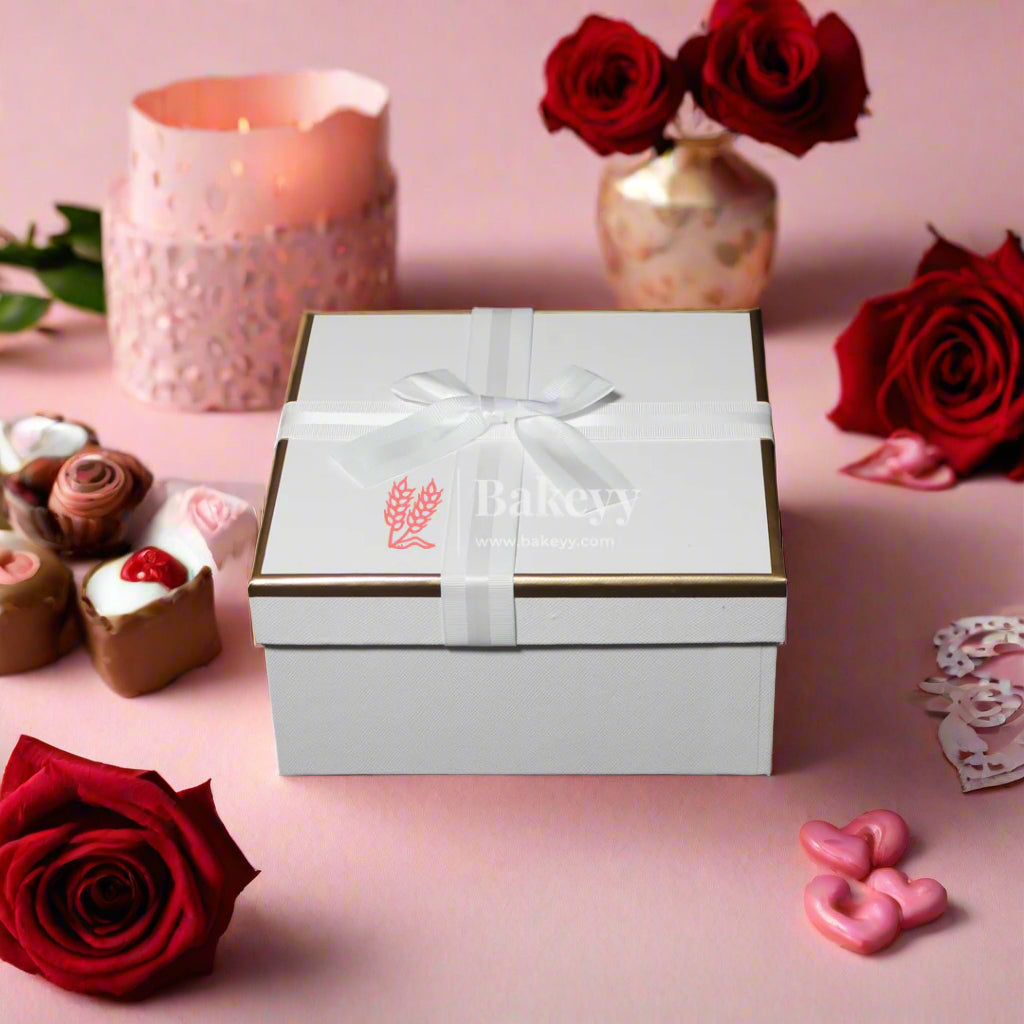 7x3x6.5 Inch Valentine Gift |Rectangle Shape Gift Box with Ribbon | Black | Grey | Pink | Maroon | Red | White