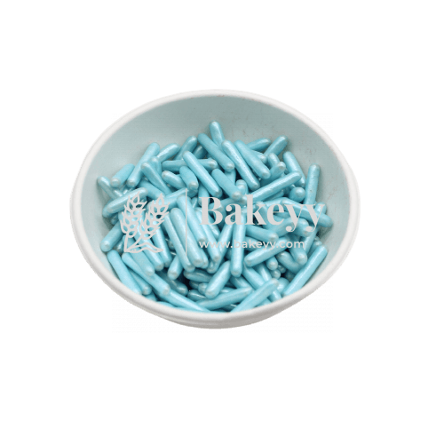 Edible Metallic Sky Blue Cake Rods | 100g | Sprinklers | Drages - Bakeyy.com