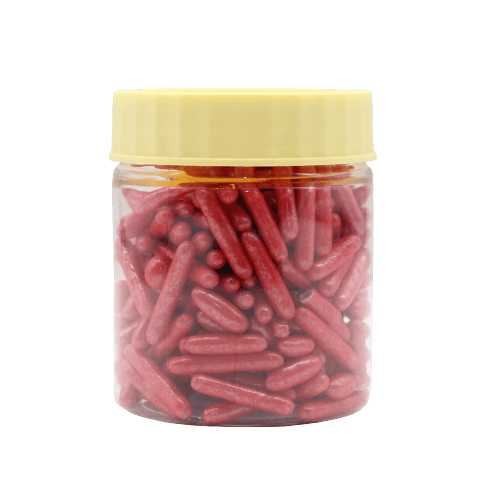 Edible Rod Red Colour Sprinklers | Size 1 | 100g | Sugar Balls | Drages - Bakeyy.com