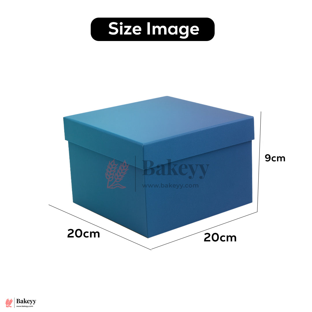20x20x9 cm | Medium Premium Royal Blue Glitter Finish Rigid Hamper Box| Pack Of 1