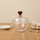 Clear Round Plastic Box with Crystal Top Knob | Clear Display Container | Transparent Apple Shape Box Container | Pack of 12