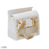 7x5.25x3.75 Inch | Premium Designer Window Box with Bird Print  Golden Ribbon Handle | Pack of 10