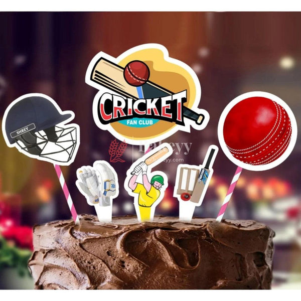 6pcs Cricket theme Birthday Cake Topper| Cupcake Toppers| Bday Decorations Items - Bakeyy.com