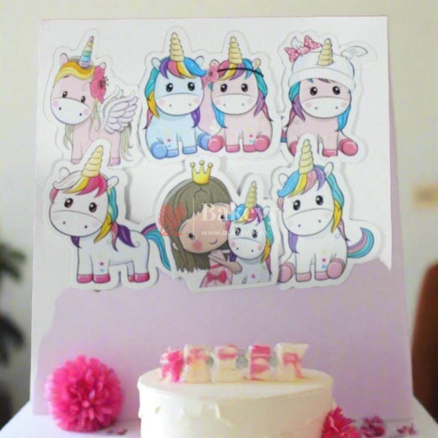 6pcs Unicorn theme Birthday Cake Topper| Cupcake Toppers| Bday Decorations Items - Bakeyy.com - India - 6pcs Unicorn theme Birthday Cake Topper| Cupcake Toppers| Bday Decorations Items - Default Title