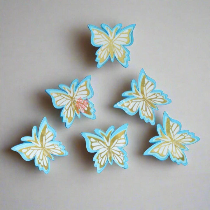 6 Pcs Enchanting Accents: Shiny Butterfly Cake Toppers | 3D Butterfly Decorations - Bakeyy.com