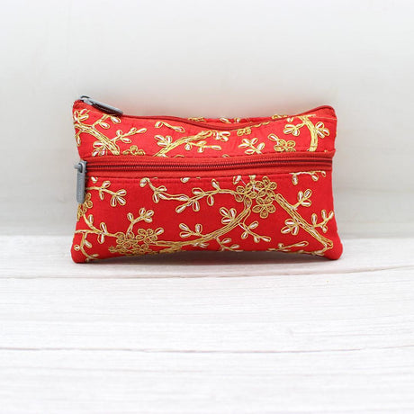 Fancy Double Zip Purse Return Gifts For Ladies | Gold With Red Colour - Bakeyy.com - India - Fancy Double Zip Purse Return Gifts For Ladies | Gold With Red Colour - Default Title