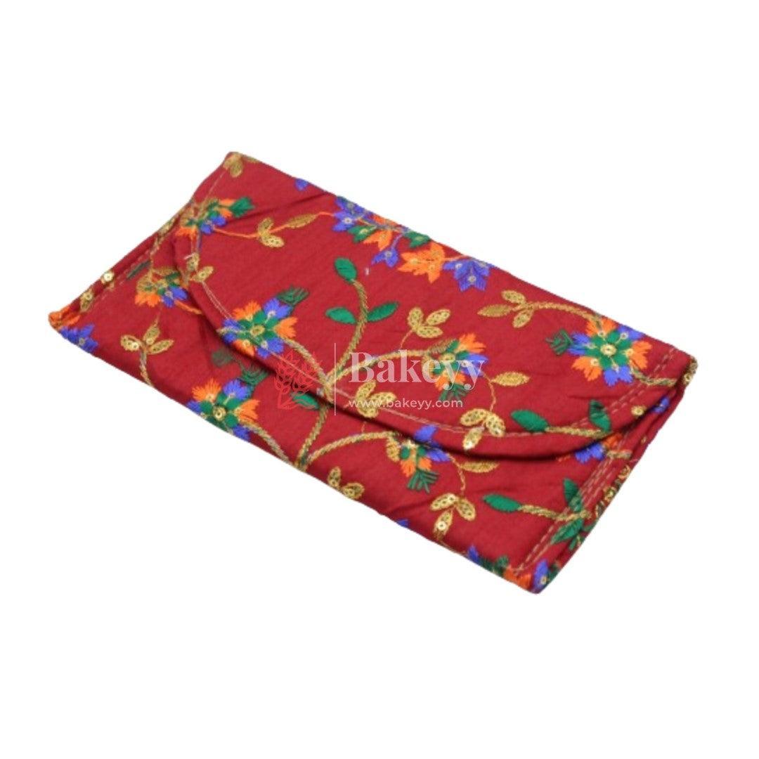 Fancy Envelop Style Purse Return Gifts For Ladies | Floral With Maroon Color - Bakeyy.com - India - Fancy Envelop Style Purse Return Gifts For Ladies | Floral With Maroon Color - Default Title