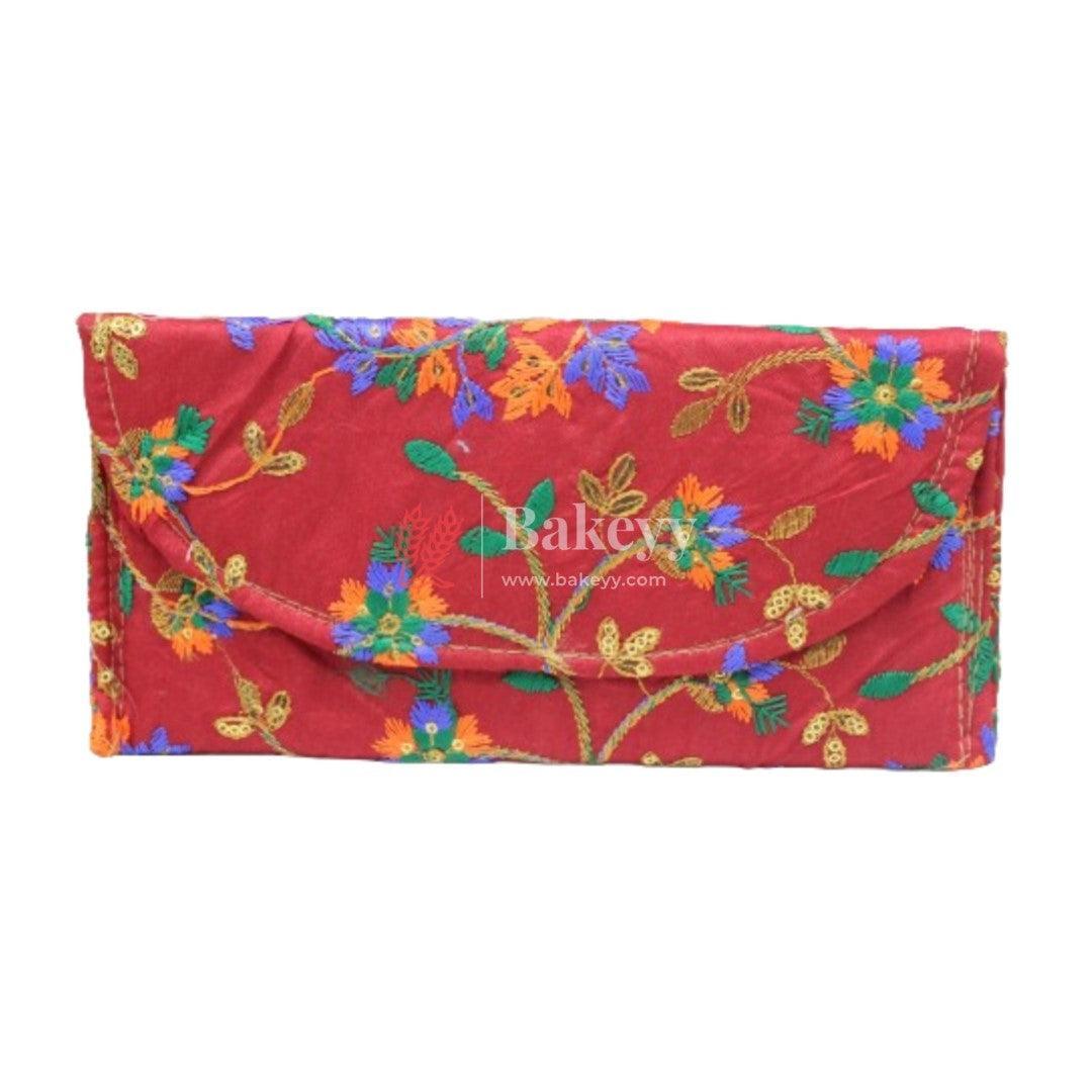 Fancy Envelop Style Purse Return Gifts For Ladies | Floral With Maroon Color - Bakeyy.com - India - Fancy Envelop Style Purse Return Gifts For Ladies | Floral With Maroon Color - Default Title