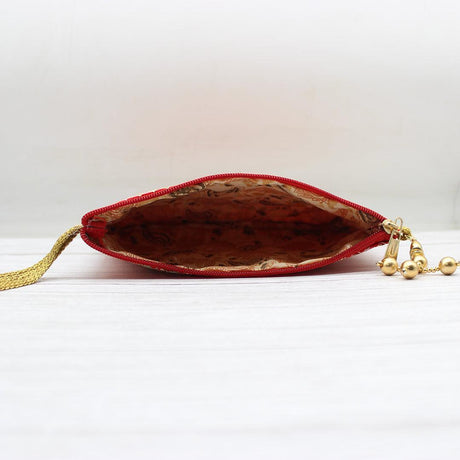 Fancy Single Zip Purse Return Gifts For Ladies | Gold with Red Color - Bakeyy.com - India - Fancy Single Zip Purse Return Gifts For Ladies | Gold with Red Color - Default Title