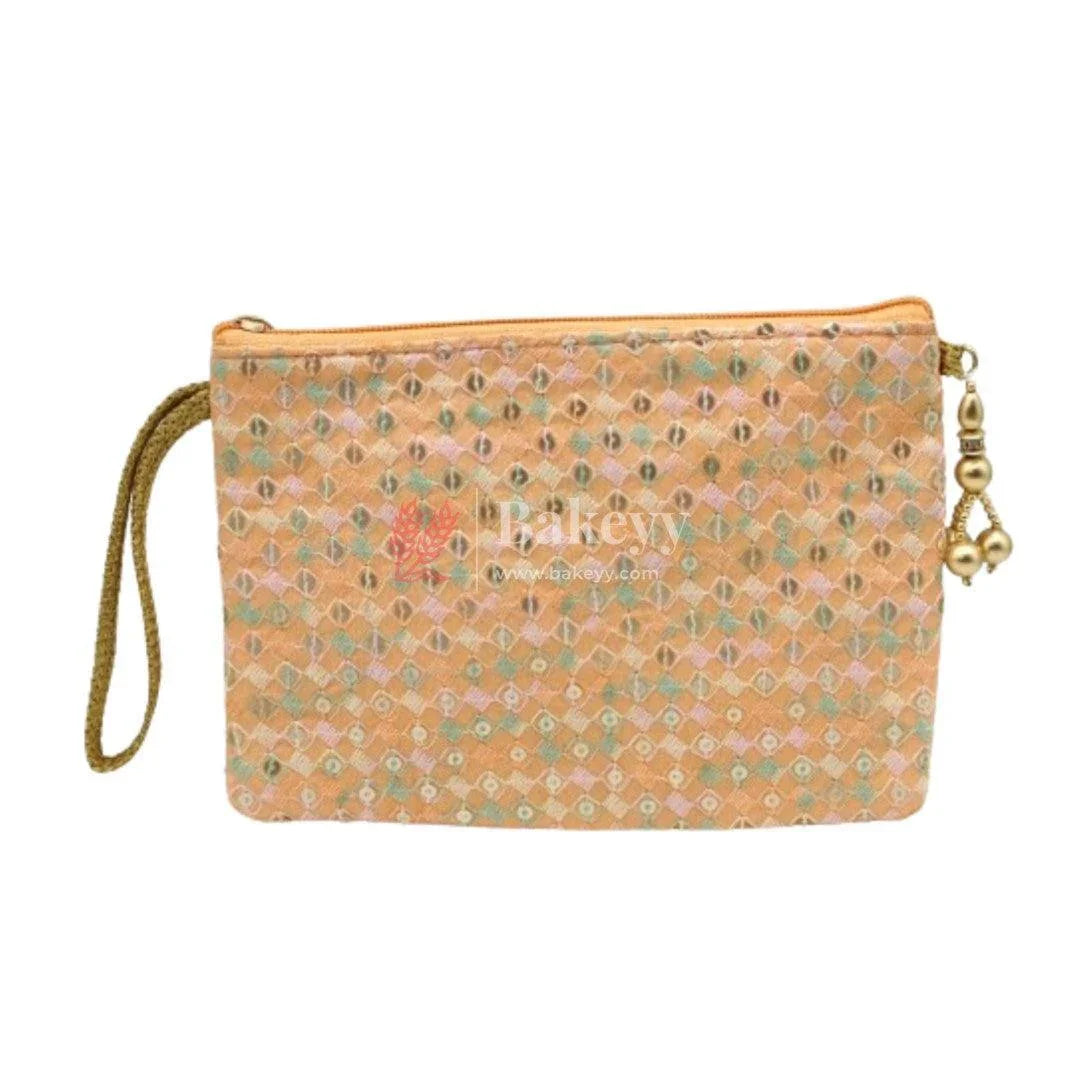fancy-single-zip-purse-return-gifts-for-ladies-orgold-with-orange-color-bakeyy-com-2 - Bakeyy.com