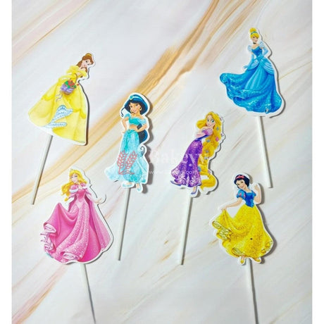 6pcs PRINCESS theme Birthday Cake Topper| Cupcake Toppers| Bday Decorations Items. - Bakeyy.com - India - 6pcs PRINCESS theme Birthday Cake Topper| Cupcake Toppers| Bday Decorations Items. - Default Title