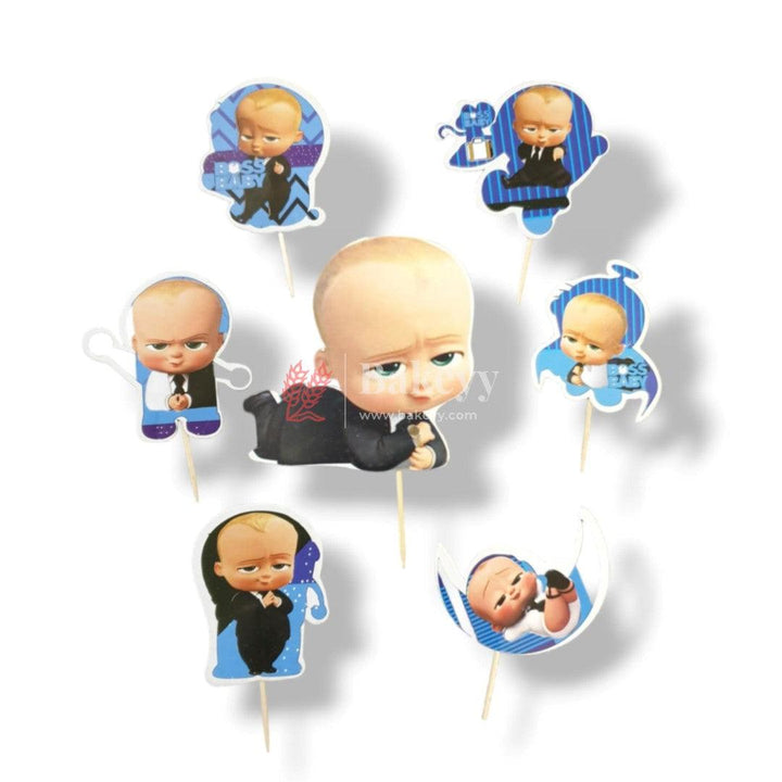 6pcs Boss Baby Boy theme Birthday Cake Topper| Cupcake Toppers| Bday Decorations Items - Bakeyy.com