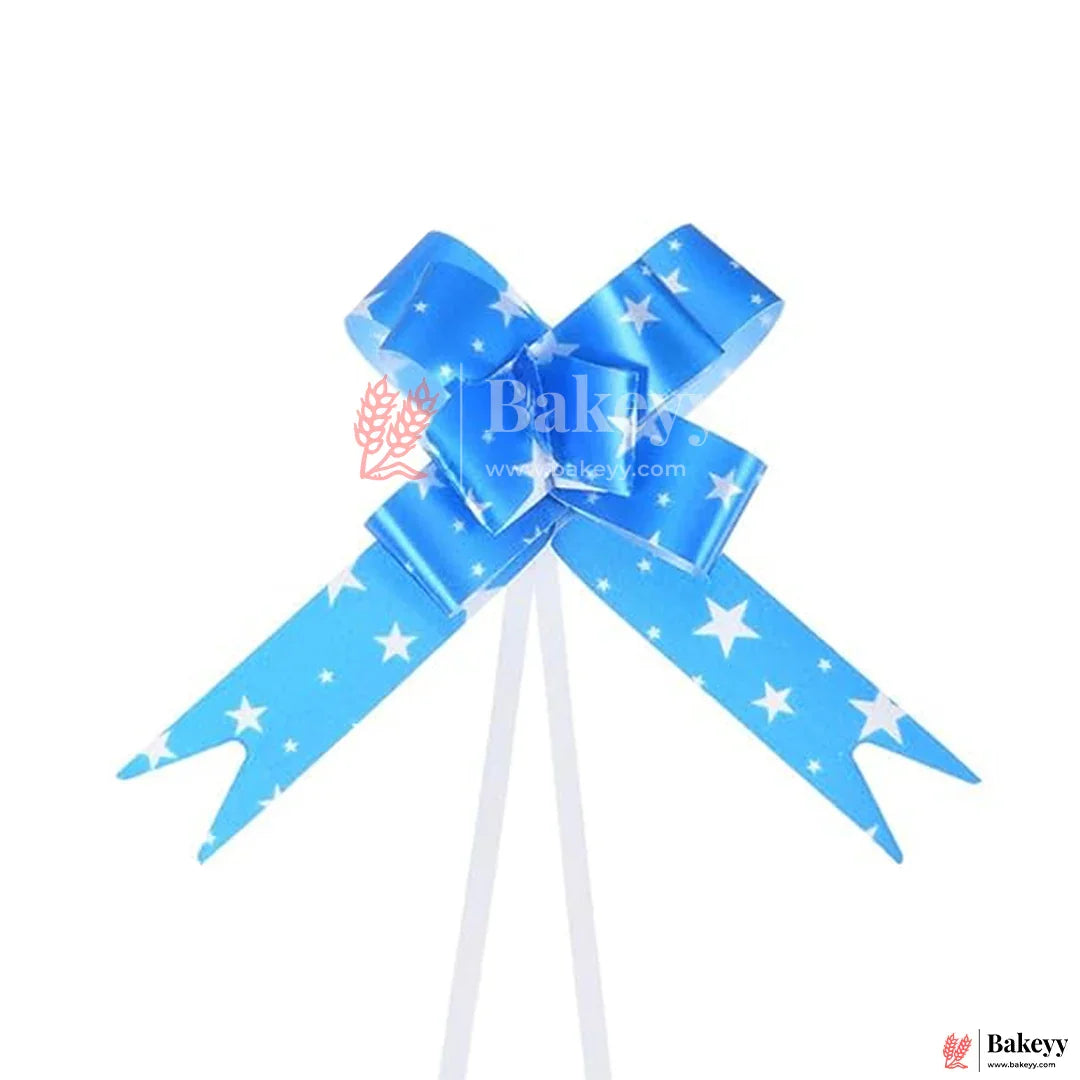 Luxury Blue Printed Pull Up Ribbon for Gift Wrapping & Hampers |Pack Of 10