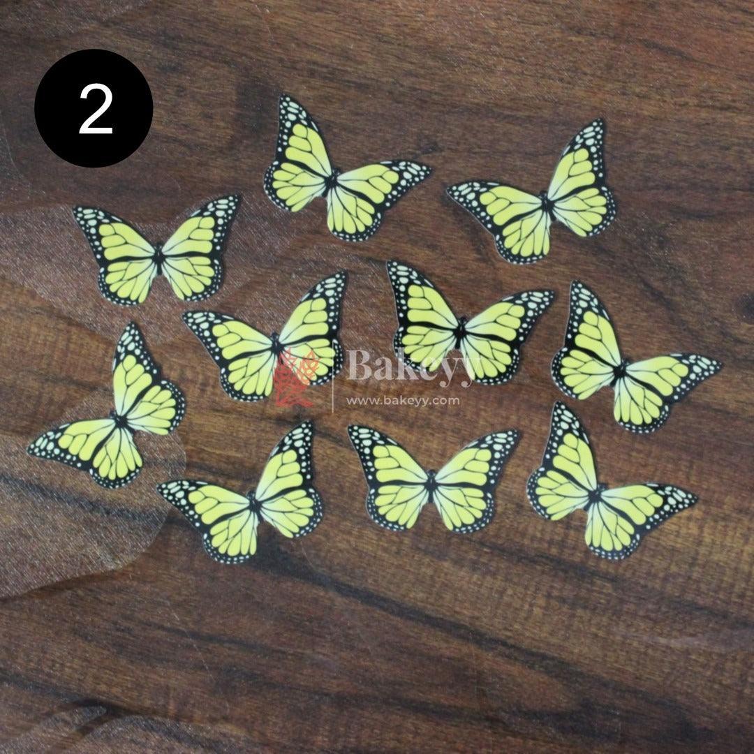 10 Pcs Butterfly Decoration Topper | 3D Butterfly Party Decorations - Bakeyy.com - India - 10 Pcs Butterfly Decoration Topper | 3D Butterfly Party Decorations - Design 2 Yellow