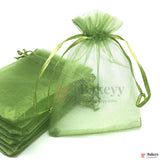 5x7 Inch Olive Green Organza Gift Pouch  Drawstring Bag | Pack Of 99
