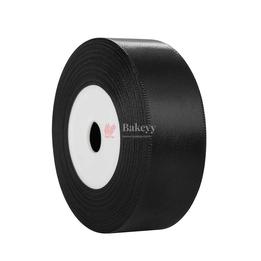1 inch |18 Mtr Black Satin Ribbon Roll – High-Quality Decorative Ribbon for Gift Wrapping & Crafts| 1 Roll