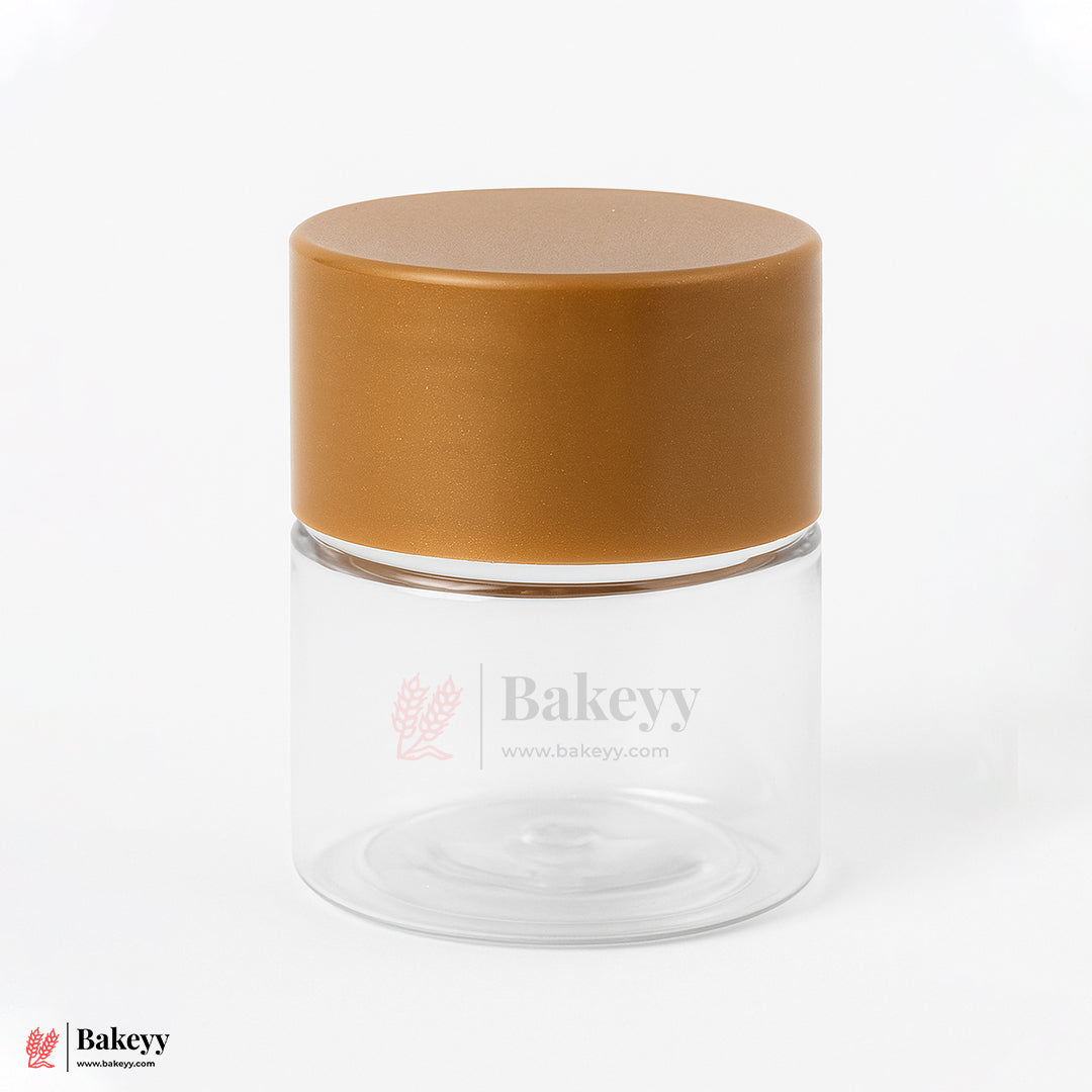 63mm-250ml Airtight Cookie Jar – Clear Plastic Storage Container With Brown Lid| Ideal for Cookies, Nuts & Snacks | Pack Of 10