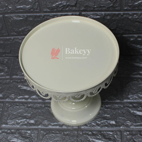 Elegant Ivory Cake Stand With Decorative Trim | Perfect For Celebrations - Bakeyy.com - India - Elegant Ivory Cake Stand With Decorative Trim | Perfect For Celebrations - Small