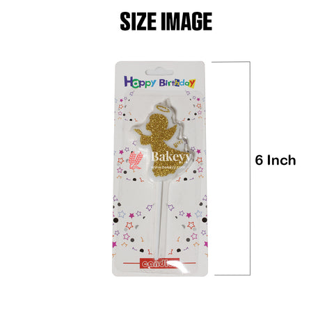 Glitter Angel Cake Topper Candle | Golden Sparkle for Birthdays (Pack of 1) - Bakeyy.com - India - Glitter Angel Cake Topper Candle | Golden Sparkle for Birthdays (Pack of 1) - Default Title