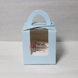 1 -Cupcak Box with Handle | Sky Blue Colour | With Front Window | - Bakeyy.com - India - 1 -Cupcak Box with Handle | Sky Blue Colour | With Front Window | - Pack of 10