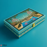 30x20x5cm| Premium Peacock Themed MDF Hamper Box with Gold Compartments – 4 Section Gift Box for Rakhi & Dry Fruits |
