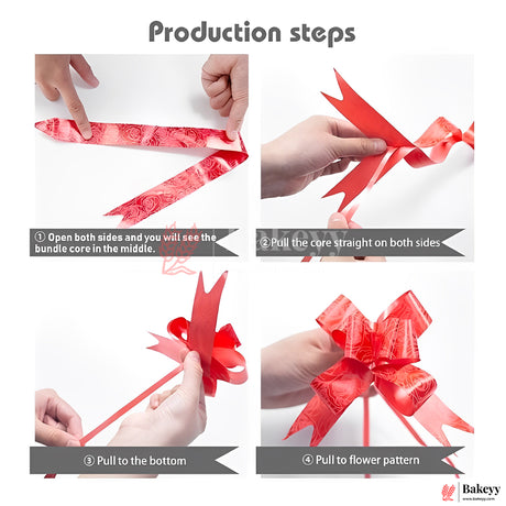 Premium Dark Red Pull Up Ribbon for Gift Wrapping – Glossy Finish with Golden Edge (Pack of 10) - Bakeyy.com - India - Premium Dark Red Pull Up Ribbon for Gift Wrapping – Glossy Finish with Golden Edge (Pack of 10) - 18.5cm
