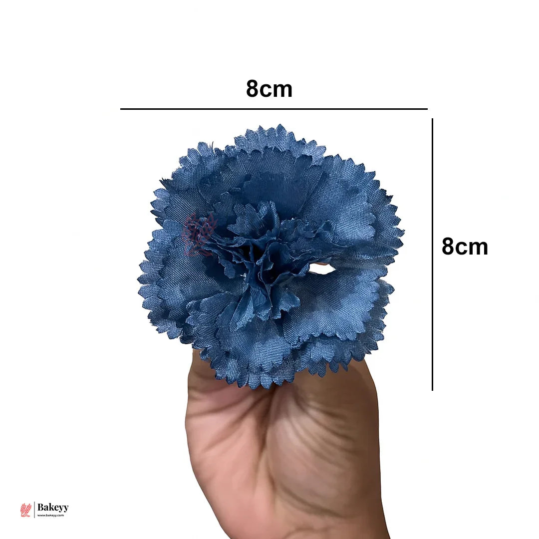 8cm Lorvox Carnation Light Navy Blue Flower |Pack of 10