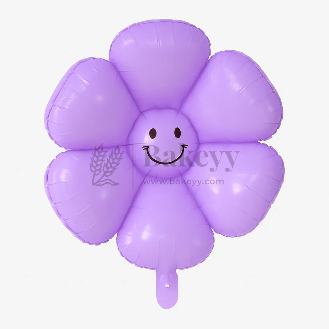Happy Flower Foil Balloon | Smiling Daisy Balloon | Event & Celebration Decoration - Bakeyy.com - India - Happy Flower Foil Balloon | Smiling Daisy Balloon | Event & Celebration Decoration - Purple