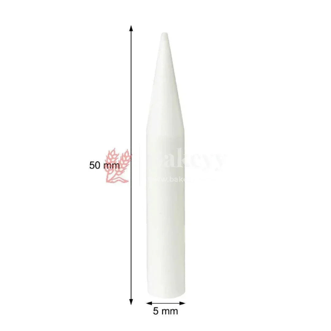 White cylindrical object with measurement details on a white background