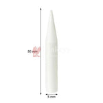 White cylindrical object with measurement details on a white background