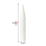 White cylindrical object with measurement details on a white background