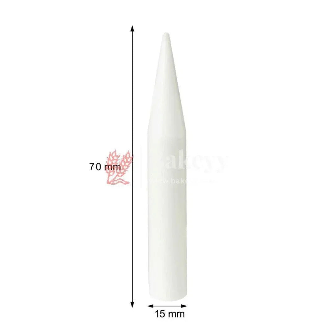 White cylindrical object with measurement details on a white background