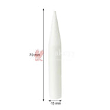 White cylindrical object with measurement details on a white background