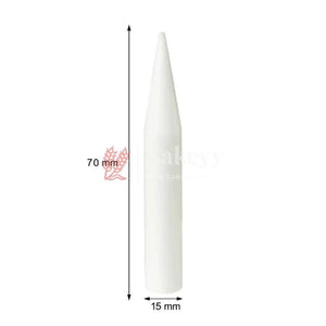 White cylindrical object with measurement details on a white background