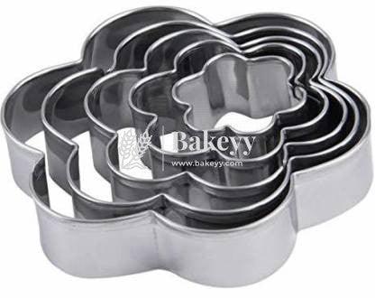 Flower Shape Cookie Cutter | Set Of 5 Stainless Steel Star Cutter Pancake Mould - Bakeyy.com