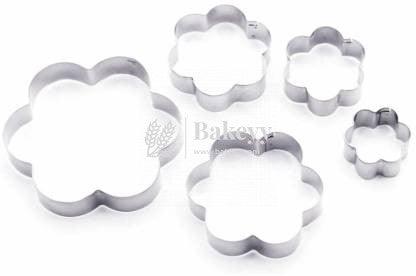 Flower Shape Cookie Cutter | Set Of 5 Stainless Steel Star Cutter Pancake Mould - Bakeyy.com