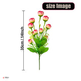 Artificial Pink White  Bouquet – 35cm | Artificial Rose Bud Bunch – 10 Heads | Pink & White Floral Stick for Home Decor
