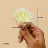 8cm Lorvox Carnation White Flower  | With Out Stem| Pack of 10