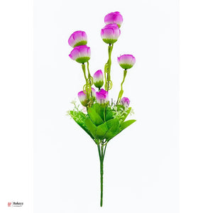 Artificial Rose Bouquet – 35cm | Artificial Rose Bud Bunch – 10 Heads - Bakeyy.com - India - Artificial Rose Bouquet – 35cm | Artificial Rose Bud Bunch – 10 Heads - Purple-White 118.00