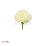 8cm Lorvox Carnation White Flower  | With Out Stem| Pack of 10
