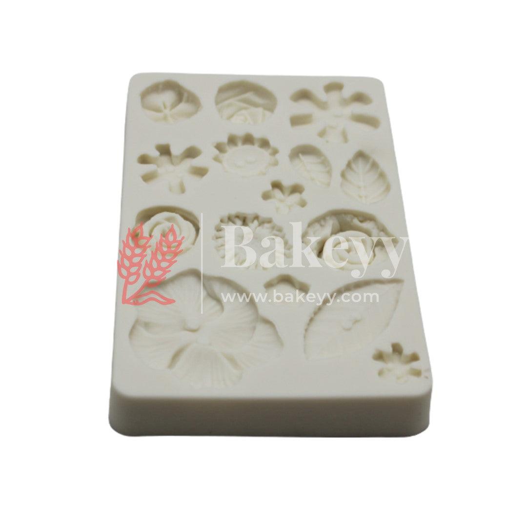 Flowers and Leaf Fondant Mould - Bakeyy.com - India - Flowers and Leaf Fondant Mould - Default Title