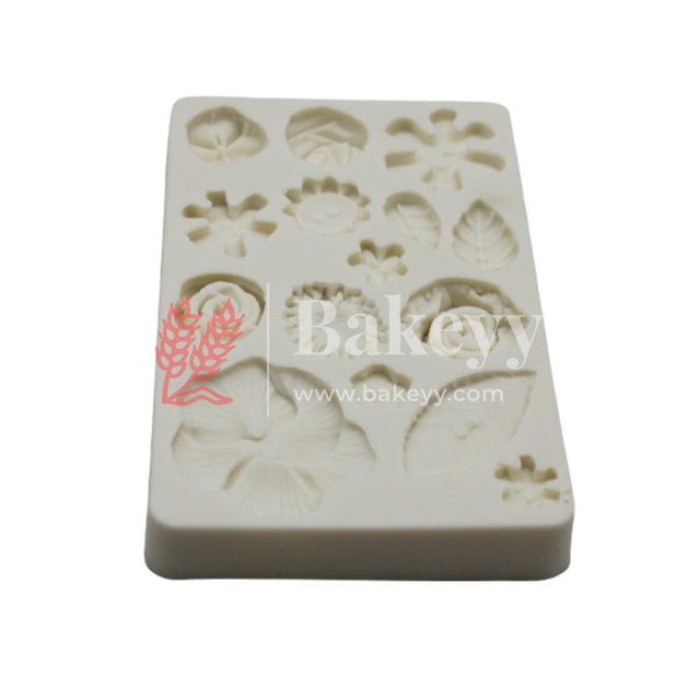 Flowers and Leaf Fondant Mould - Bakeyy.com - India - Flowers and Leaf Fondant Mould - Default Title