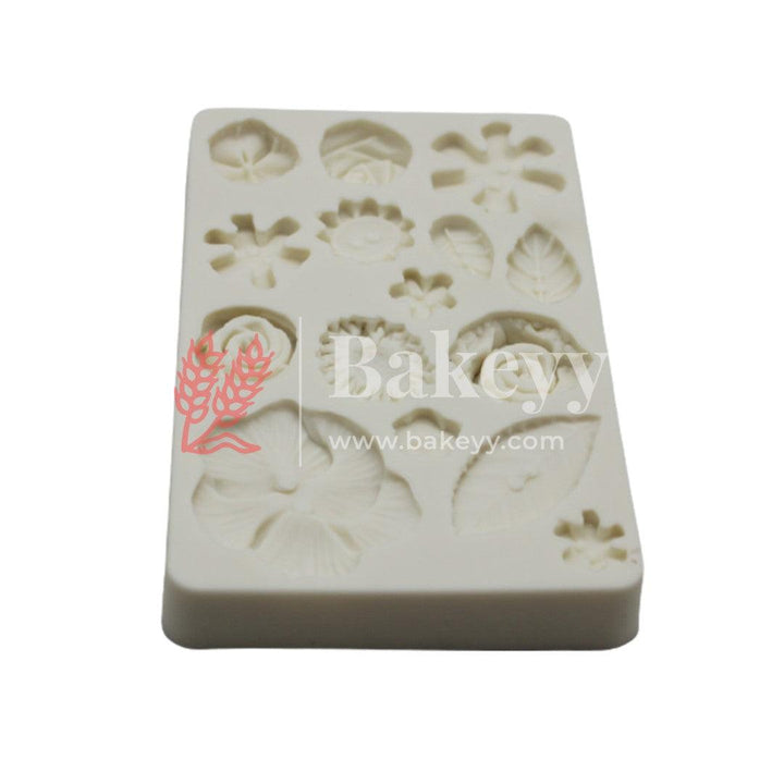 Flowers and Leaf Fondant Mould - Bakeyy.com