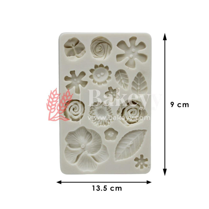 Flowers and Leaf Fondant Mould - Bakeyy.com