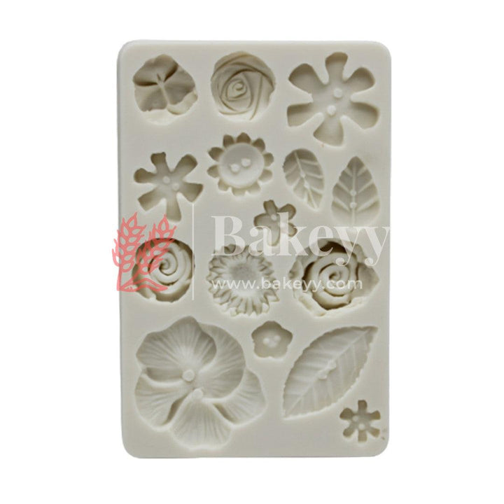 Flowers and Leaf Fondant Mould - Bakeyy.com